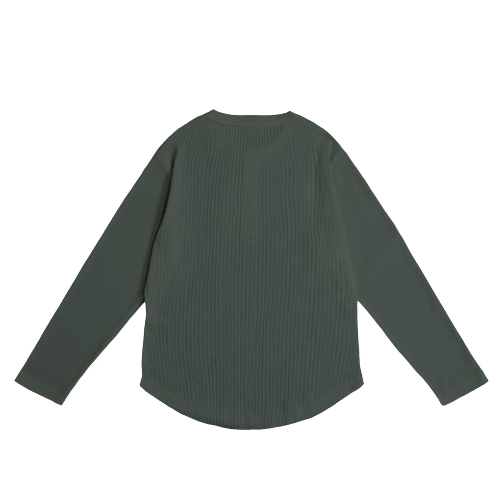 Camel Waffle Henley Neck green-gray image
