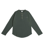 Camel Waffle Henley Neck green-gray image