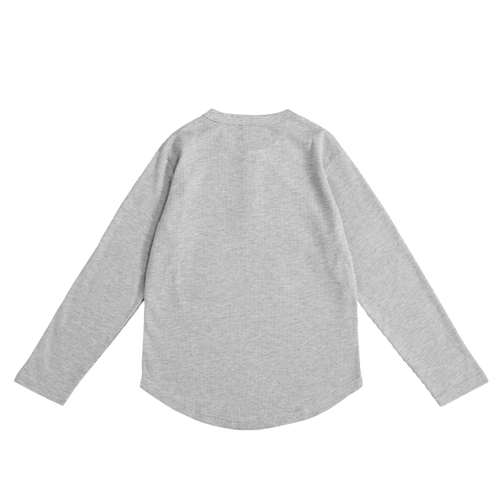 Camel Waffle Henley Neck gray image