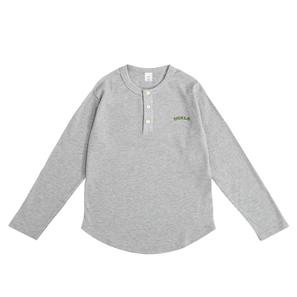 Camel Waffle Henley Neck gray image