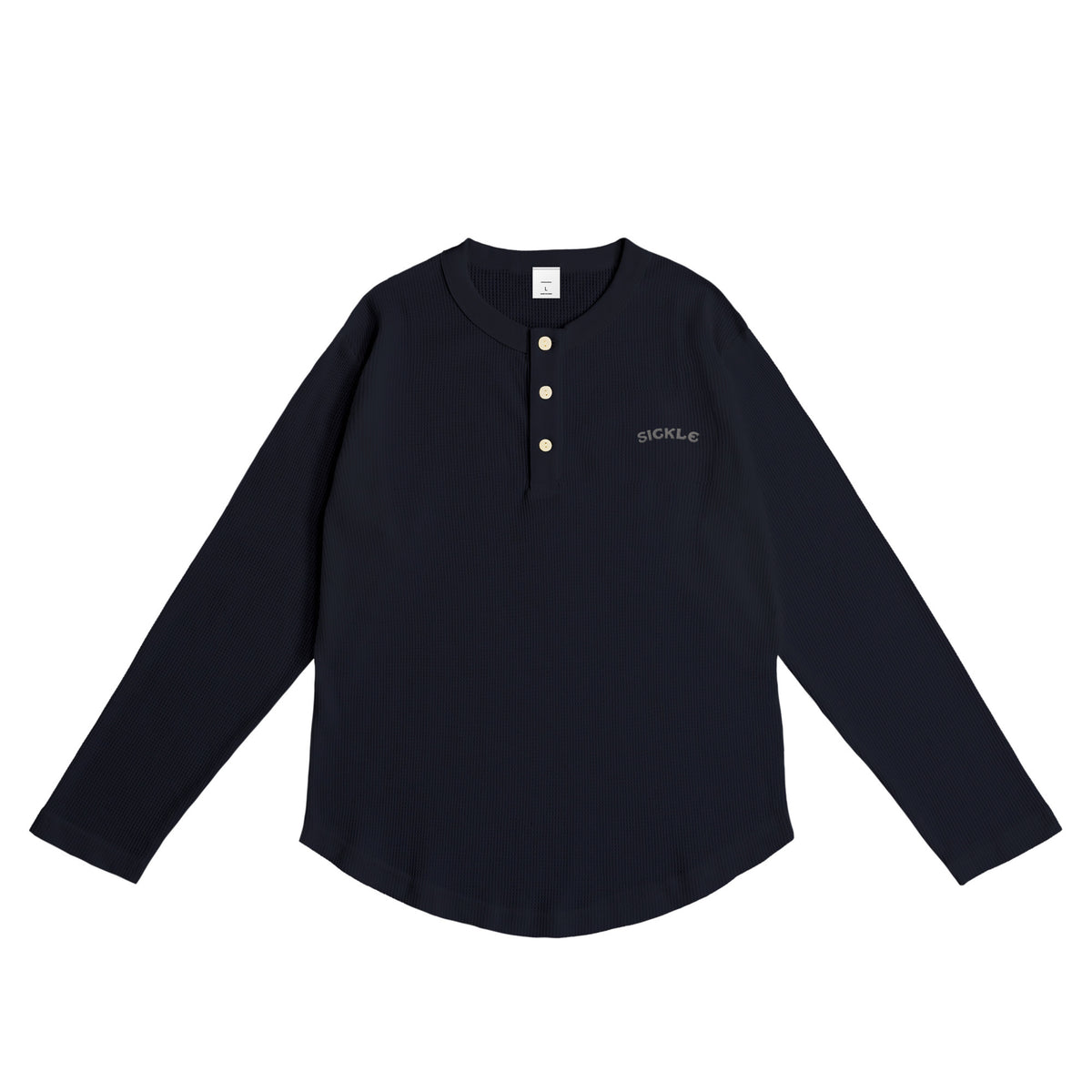 Camel Waffle Henley Neck navy image